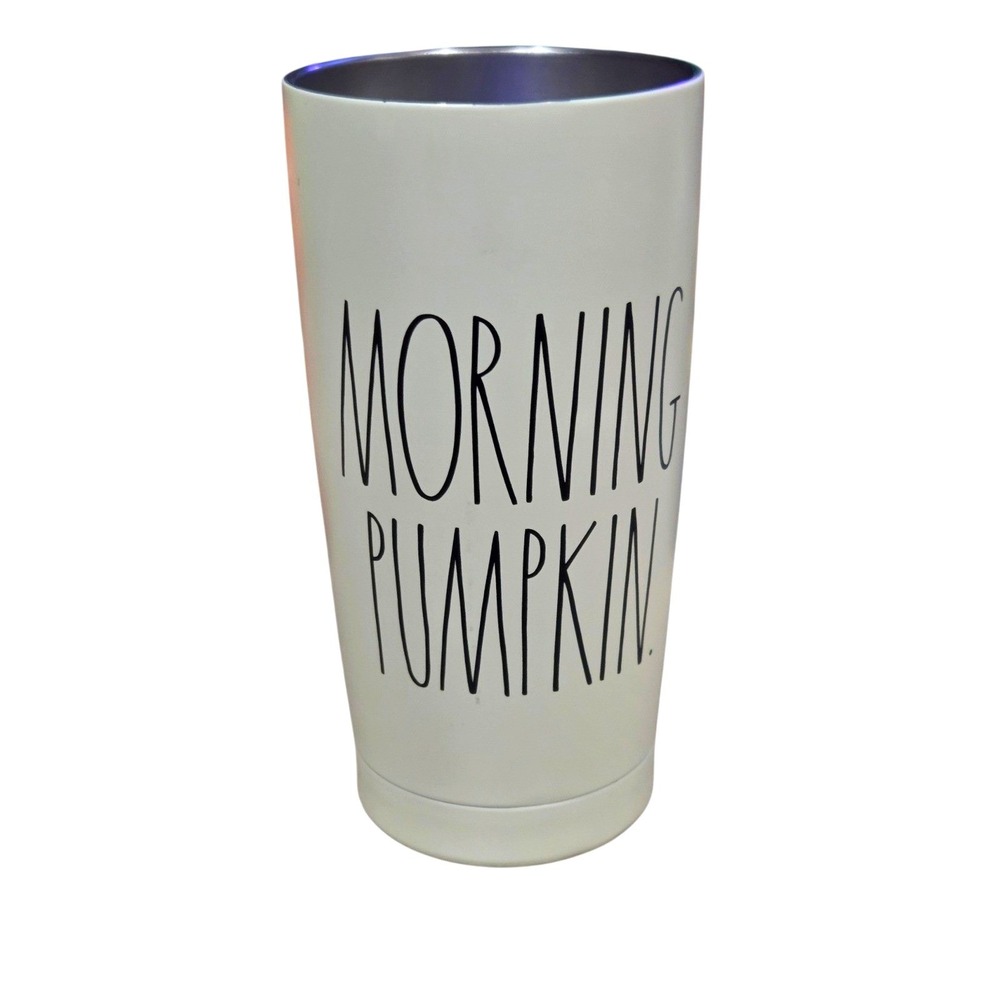 Rae Dunn Morning Pumpkin Stainless Steel Tumbler Cream White Fall Halloween